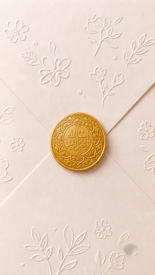 قالب دعوة زفاف رقمية بزخارف زهرية ذهبية — FA-010